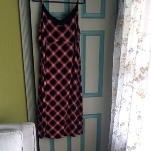 Torrid Black and Pink Geometric Midi Dress